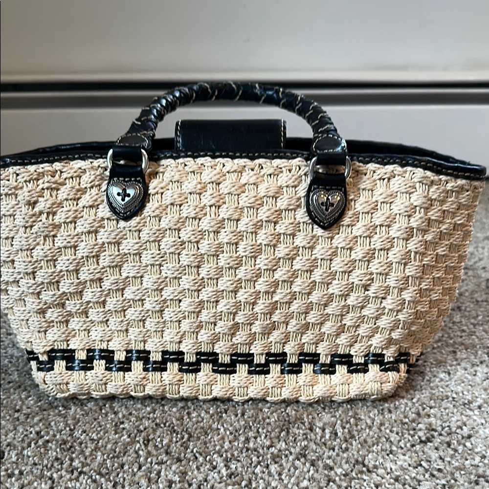 Brighton Black and Cream Woven Handbag - Picture 5 of 9
